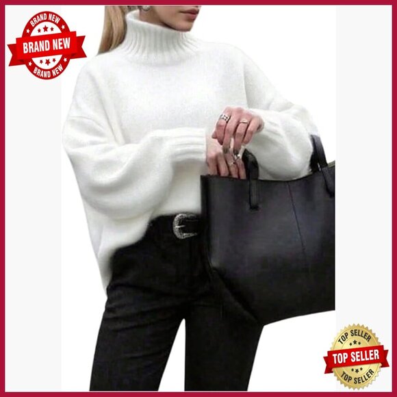 Other - Soft Polyester Pullover Sweater High Neck Loose Fit Long Sleeve